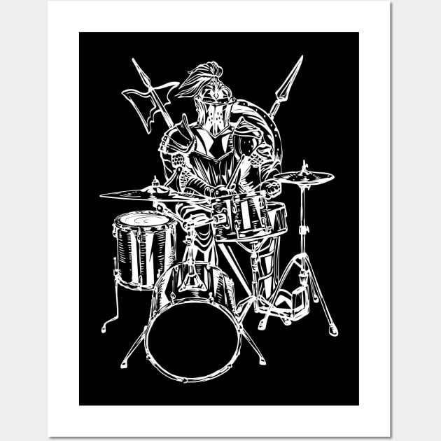 SEEMBO Knight Playing Drums Drummer Musician Drumming Band Wall Art by SEEMBO